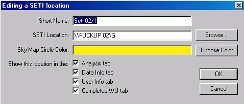 Eine SETI Client Location einrichten